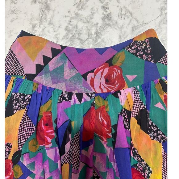 VTG Rickie Freeman For Terijon Skirt 4 100% Silk Lined Floral Retro Flowy Girly - Picture 10 of 10